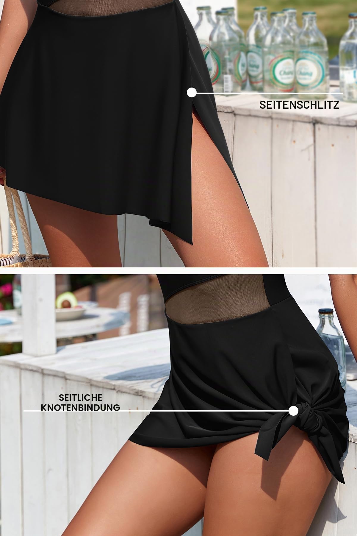 SHEKINI Badekleid Damen Bauchweg Geschlitzte Saum Badeanzug Damen Große Größe