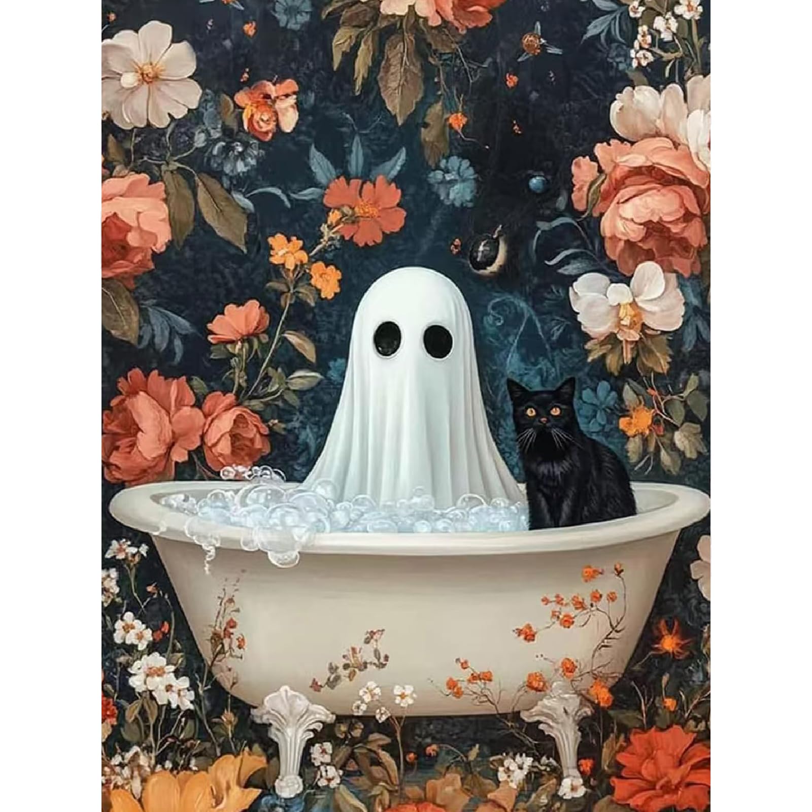 Jakener Ghost Paint by Numbers Kit for Adults Beginner,Halloween Easy Adult Paint by Number Kits on Canvas DIY Painting for Beginners Art by Numbers for Home Wall Decor 16x20Inch