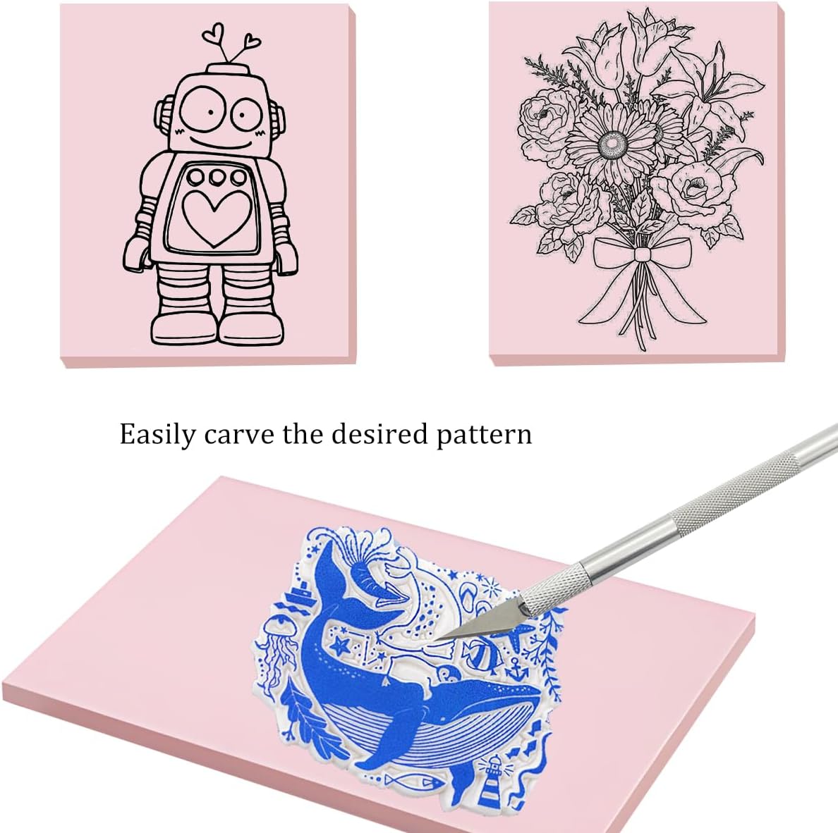 5 Pack Rectangular Rubber Stamp Carving 4x6 Linoleum Blocks for Printmaking Linocut Stamp Making Rubber Carving Block for Printmaking Stamp Maker Supplies