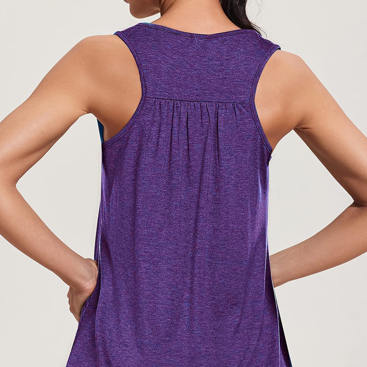 Womens Sleeveless V-Neck Tank Tops Workout Loose Fit Tops for Women Athletic Banded Bottom Tank Casual Shirts - Image 4