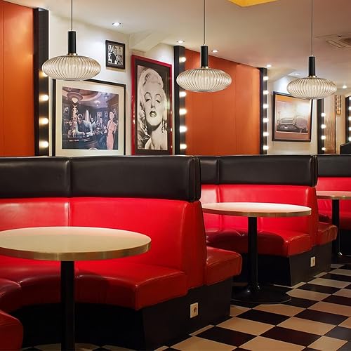 Miniatura 4 de I-xun Lámpara colgante negra y pantalla de luz a rayas de vidrio, iluminación colgante moderna para isla de cocina, casa de campo, luces colgantes