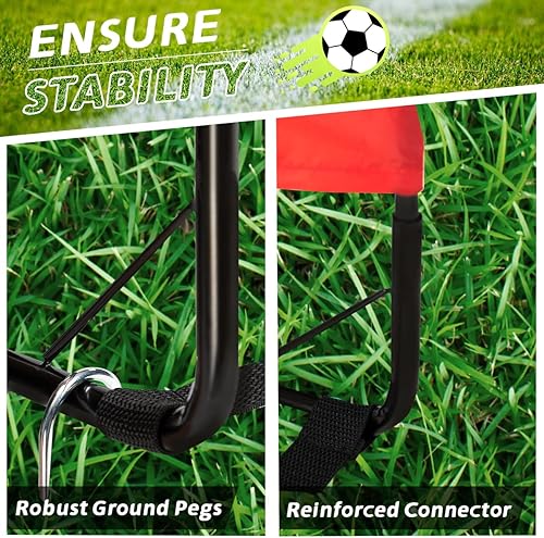 Miniatura 5 de Portería de fútbol para niños, red de fútbol desplegable para patio trasero, juego de 2 con funda de transporte portátil