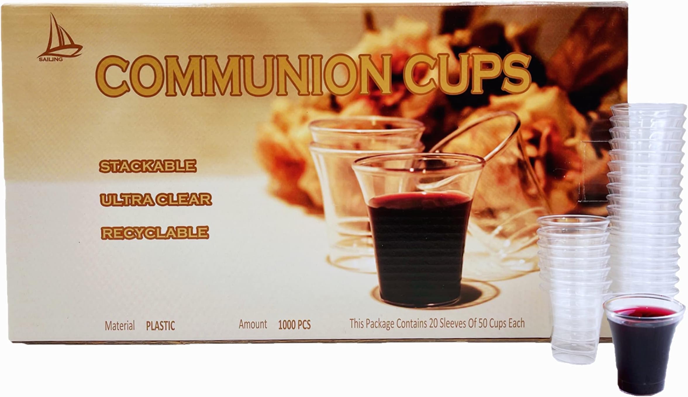 Sailing International Trading 0.5 oz. Clear Plastic Communion Cups, Hard Disposable Communion Cups Fits Standard Holy Communion Trays (1000pc)