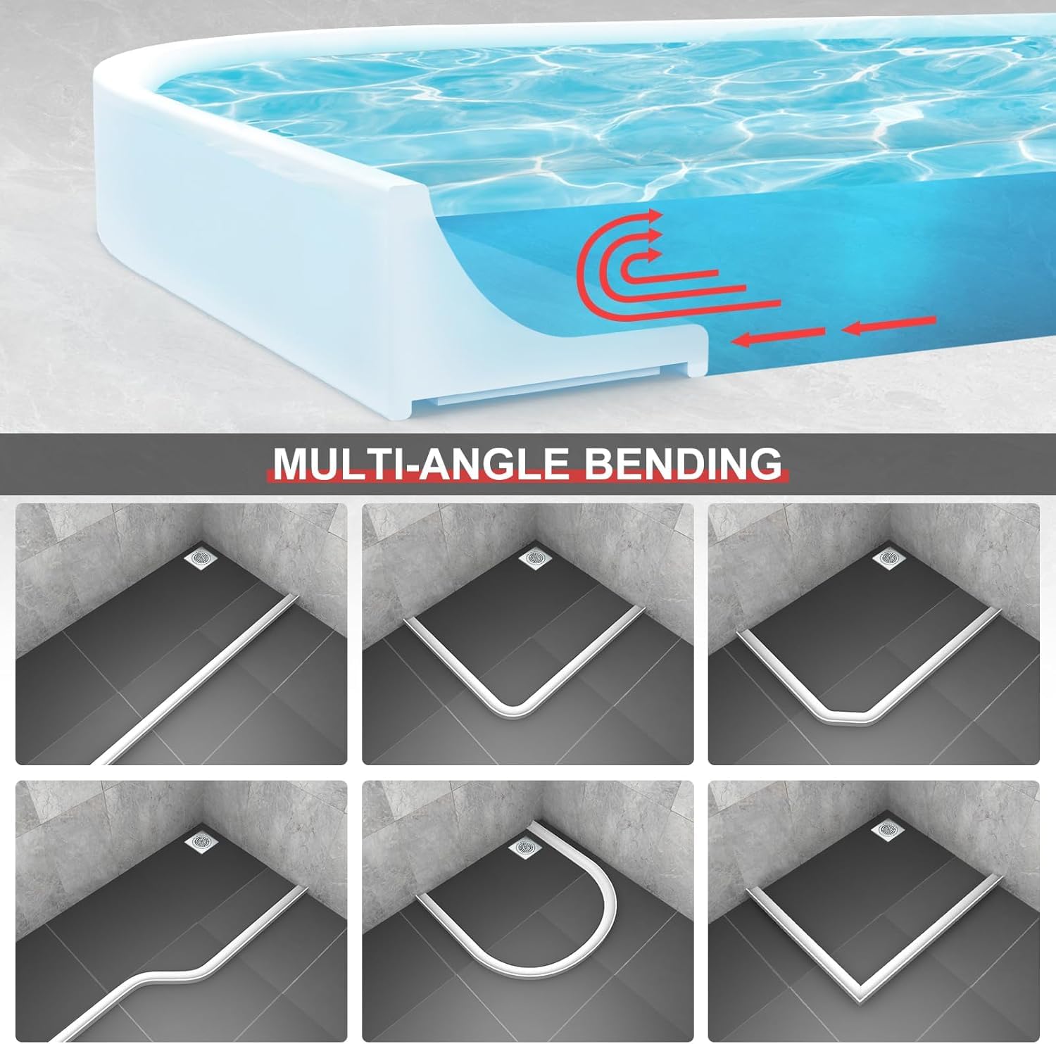 Duschschwelle Selbstklebend, Schwallschutzleiste Dusche Selbstklebend, Duschschwelle Duschdichtung,für Duschtasse, Duschkabine, Küche, Bad (900CM,White)