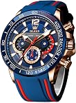 OLEVS Mens Watches Chronograph Waterproof Luminous Silicon Strap Multifunction Watches for Men Quartz Business Calendar Men Wrist Watch