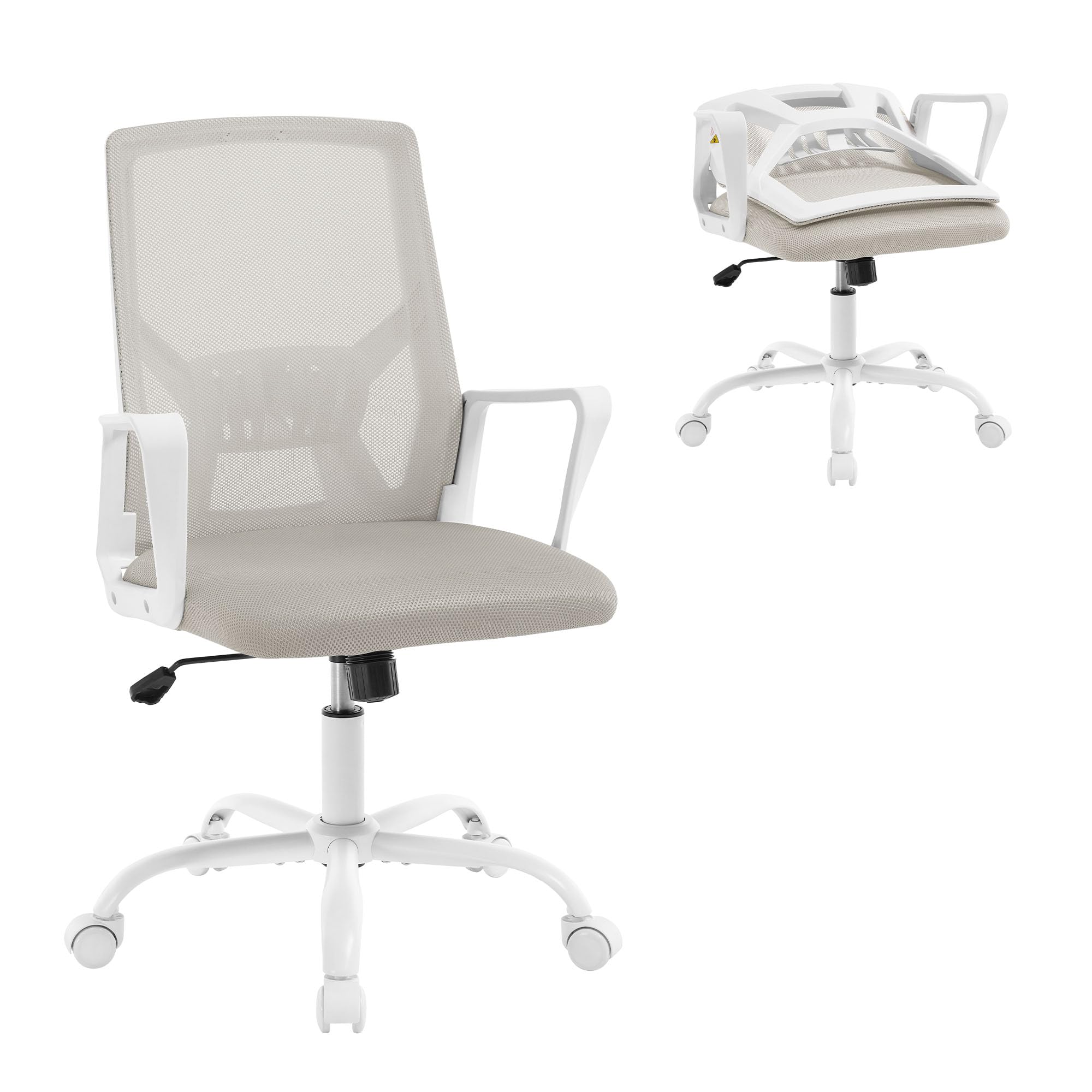 Silla Escritorio Ergonomica, Silla de Trabajo con Respaldo Ajustable y Reposabrazos, Regulable en Altura, Malla Transpirable, Azul