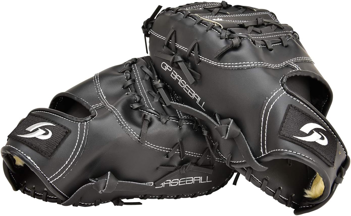 GP (ジーピー) 野球 グローブ ファーストミット 1塁手用 軟式用 草野球・キャッチボールに ブラック 右投げ用 左投げ用