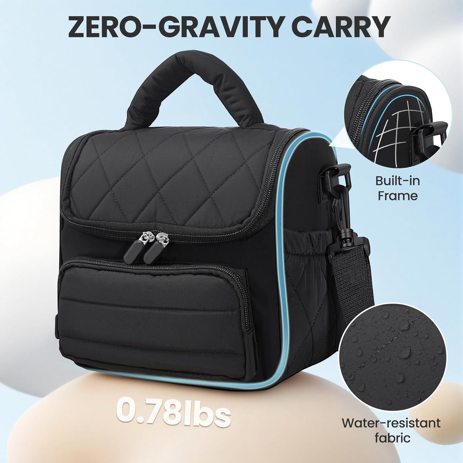 Insulated Lunch Bags for Women, Cute Quilted Lunch Box, Lightweight Puffy Padded Waterproof Lunch Tote, Reusable Lunch Cooler for Work Picnic Travel