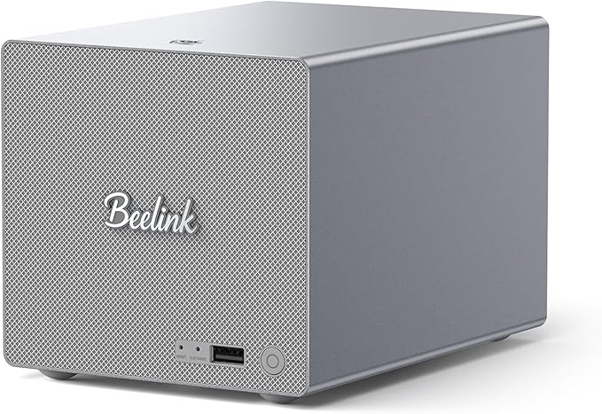 Beelink Me Pro, Mini PC NAS, Intel N150 CPU, 16GB LPDDR5, 1TB SSD, 3*M.2 PCIe3.0 SSD Slots + 2*HDD Bays(MAX 72TB), 5G + 2.5G Dual LAN/WiFi6/BT5.4, 4K Media Library, Private Cloud, Soft Router