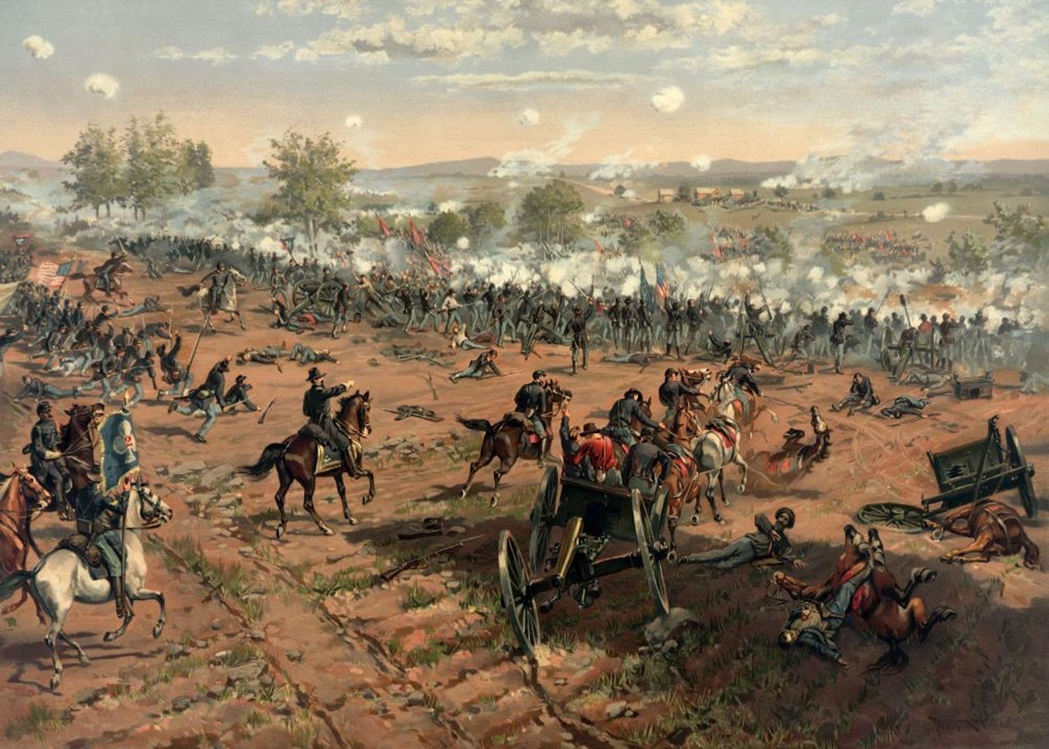 1000 Piece Jigsaw Puzzle | Battle of Gettysburg by Thure de Thulstrup, 1887. Shows Major General Winfield S. Hancock Riding Along The Union | Gettysburg Civil war Puzzle