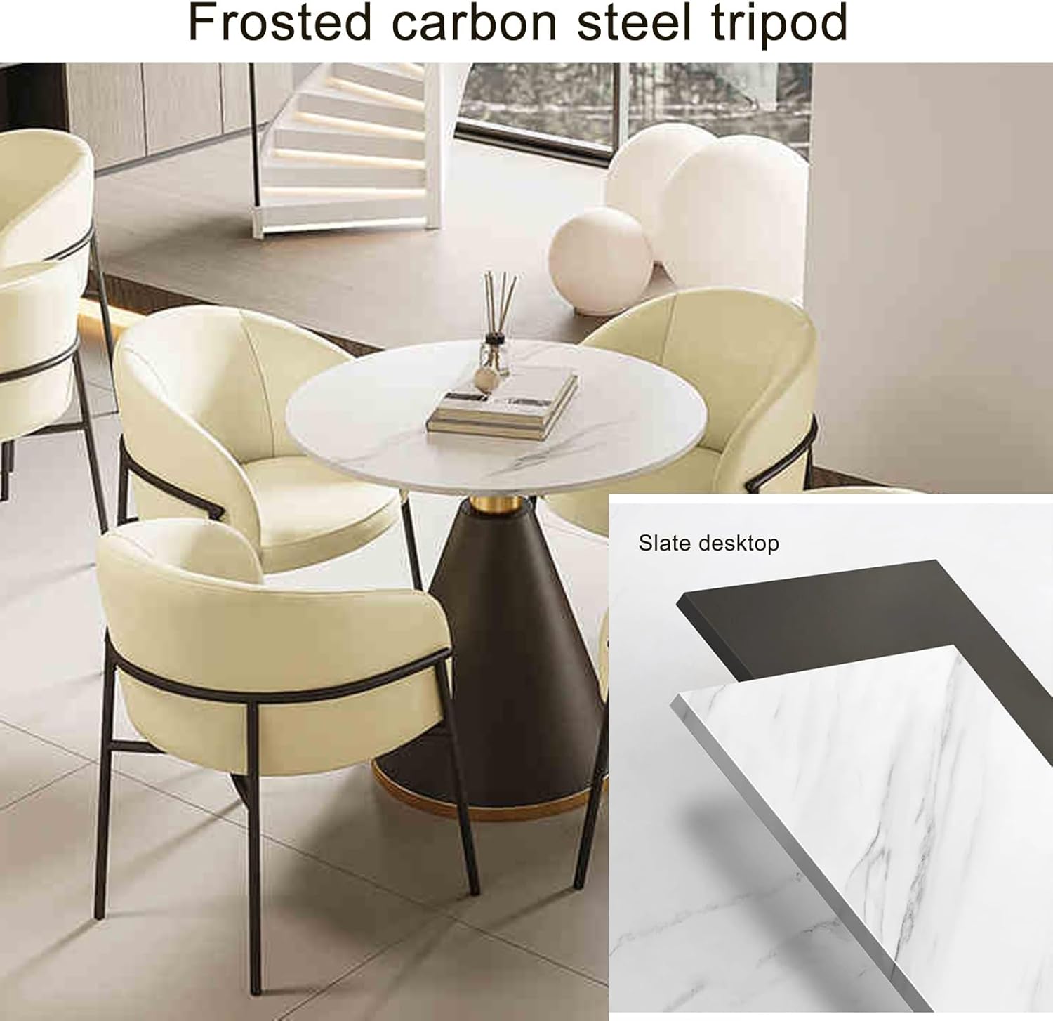 Meeting Table, Office Reception Room Club Table and Chair Set,Coffee Kitchen Dining Table Set for 4, Small Conference Room Tables, Simple Office Table, Save Space(White)