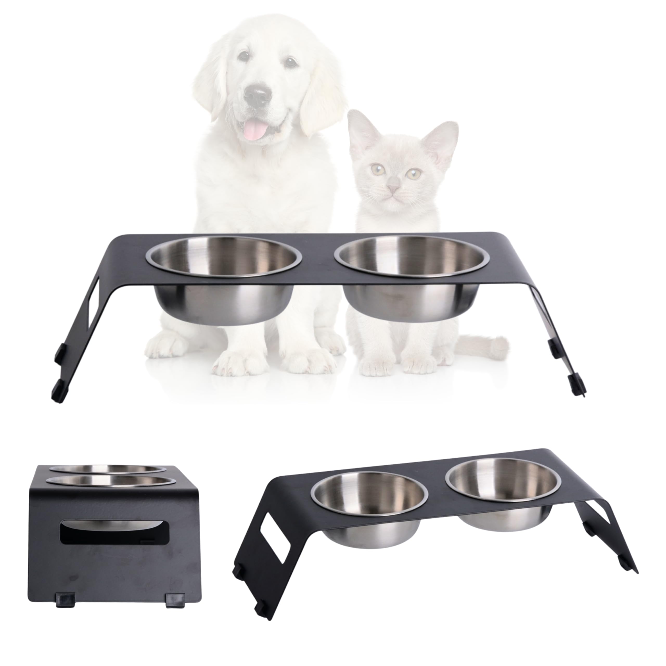 PETLINUS Elevated cat bowls, Ergonomic cat bowls with stand, Dog bowls for small dogs puppies and cats - Image 2