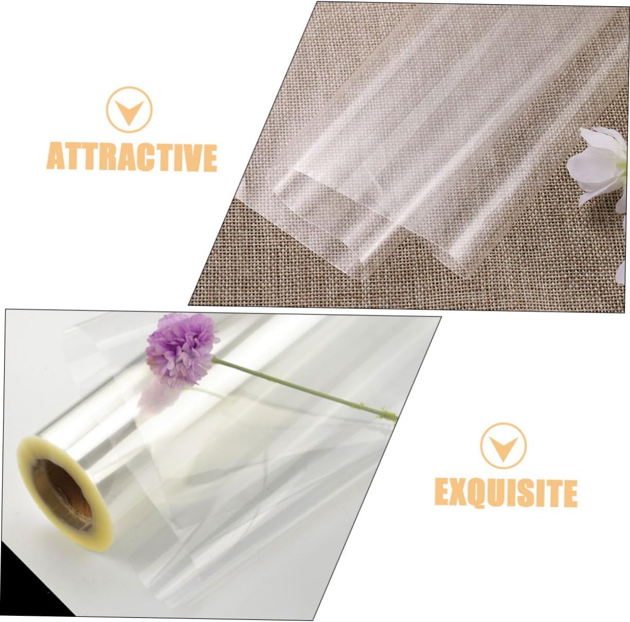 Gogogmee 2Rolls Clear Floral Wrapping Film Transparent Bouquet Wrap for DIY Crafts and Flower Shop Use Easy to Cut and Wrap for Valentine Day