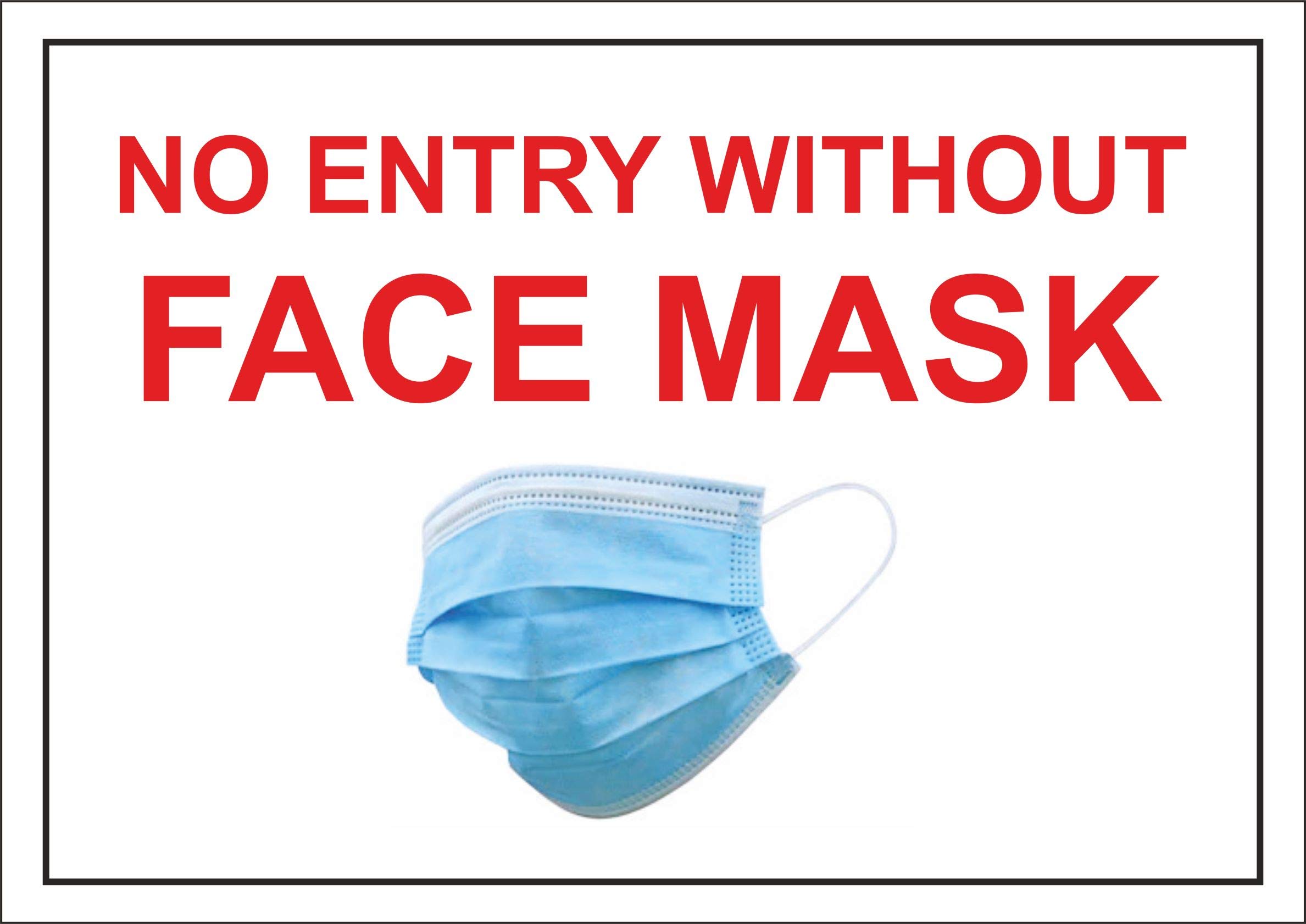 ADORA-ASS011, NO ENTRY WITHOUT FACE MASK." Social Distancing in English Sticker for Floor Durable and Eye Catching Bundle 5 pcs