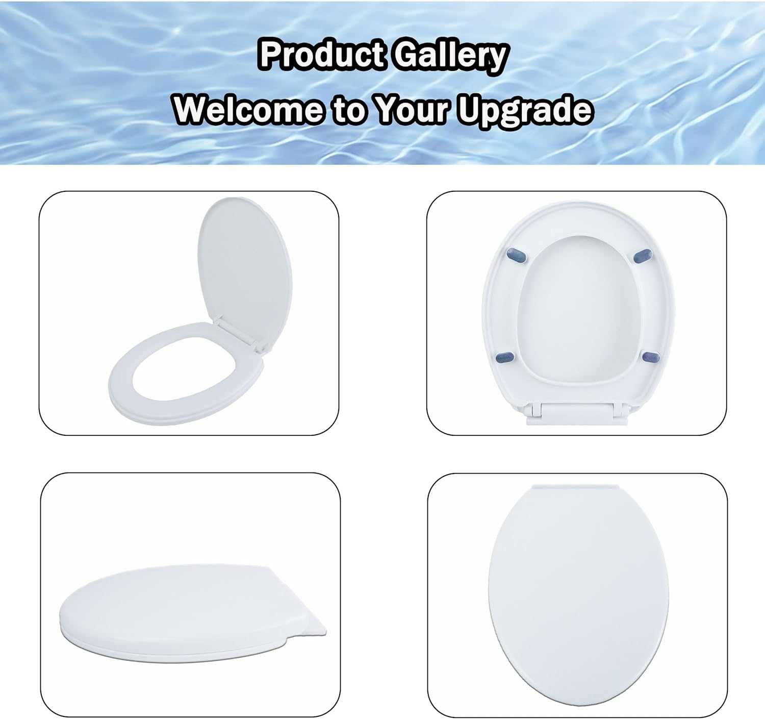 MinSha 16 Inch Round Toilet Seat, Small Size O-Shape Commode Lid with Soft Close, Durable PP Material, No-Wiggle Square Slot Mounting for Secure Fit, Easy Clean White Seat for Standard Toilets