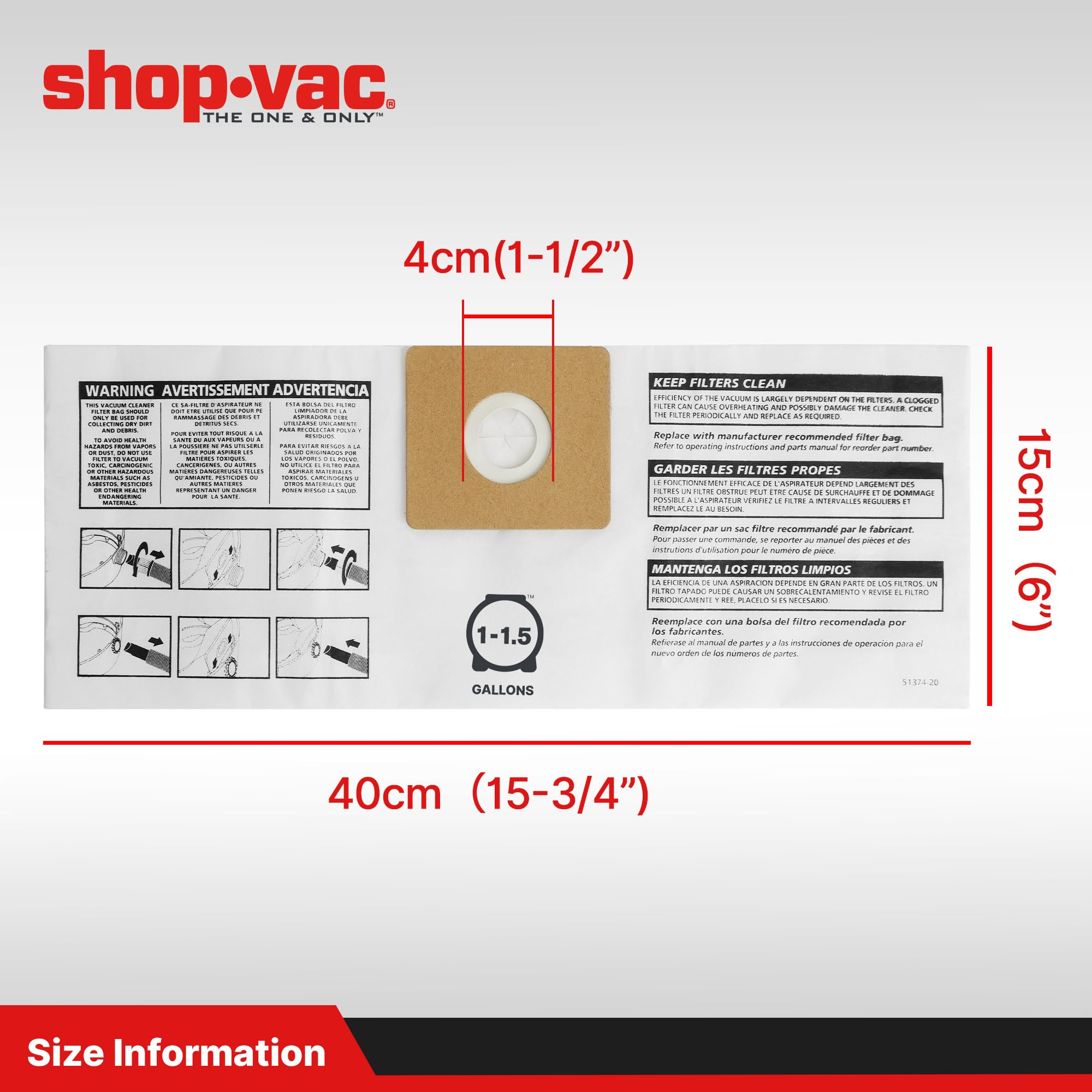 Shop-Vac Disposable Filter Bags - 3 Pack -3