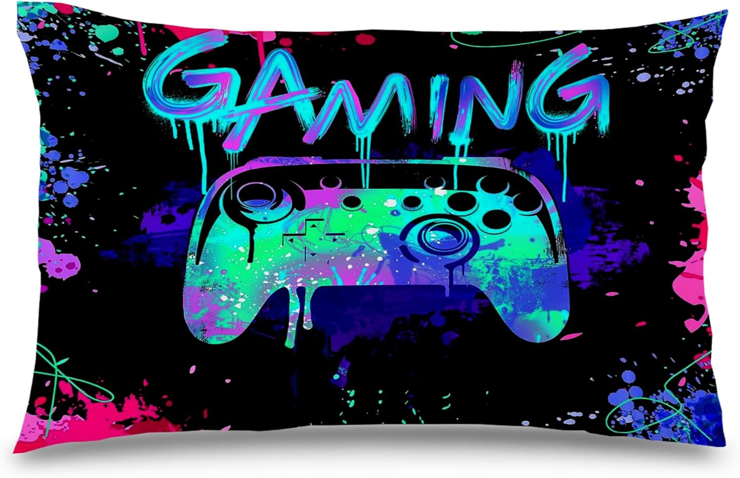 Gaming Pillow Covers - Gamer Throw Pillow Set 4, 18x18, Game Room Decor for Boys