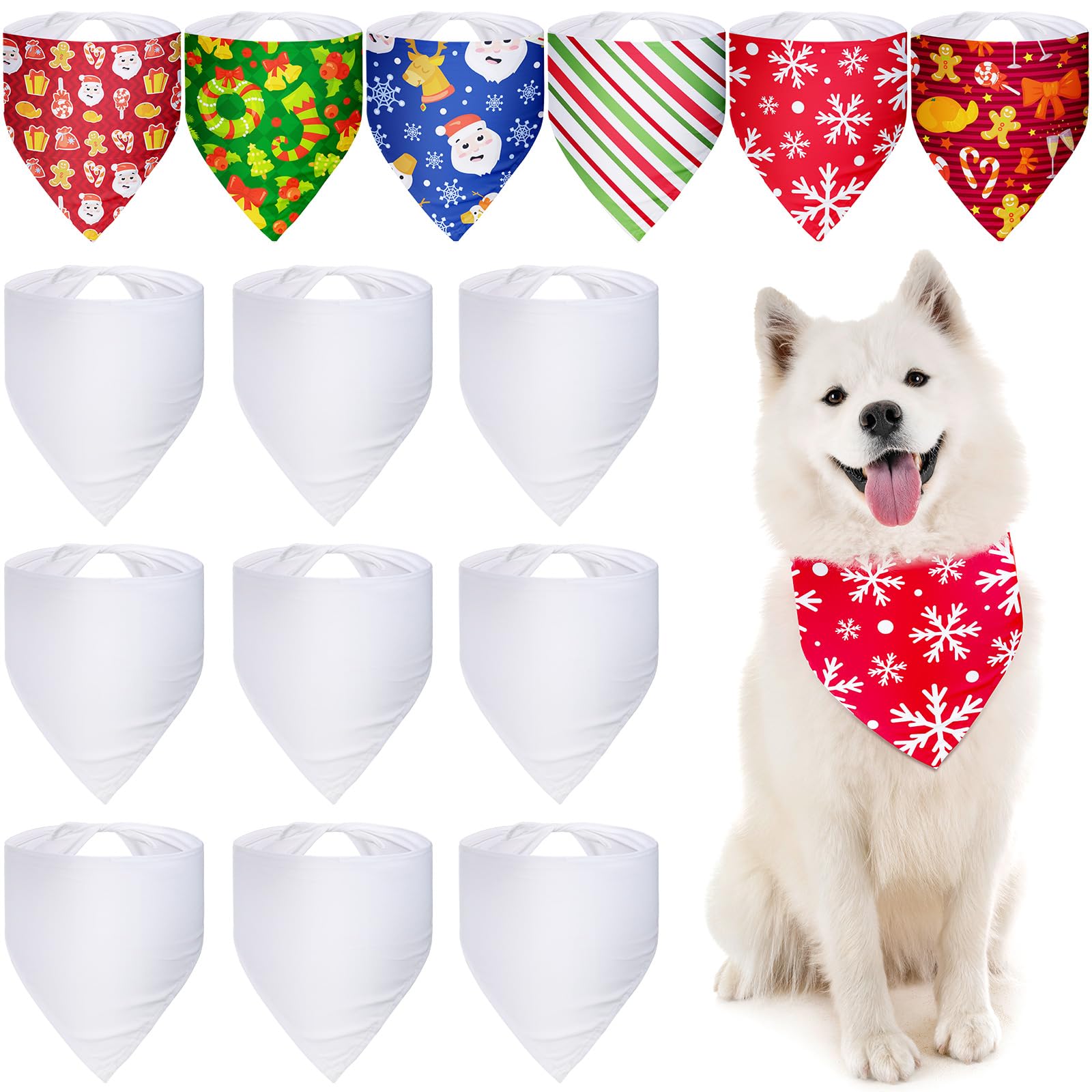 Weewooday 15 Pieces Sublimation Heat Transfer Dog Bandana Triangle Dog Scarf Polyester Pet Bandana DIY Handkerchief Bib for Dogs Puppy