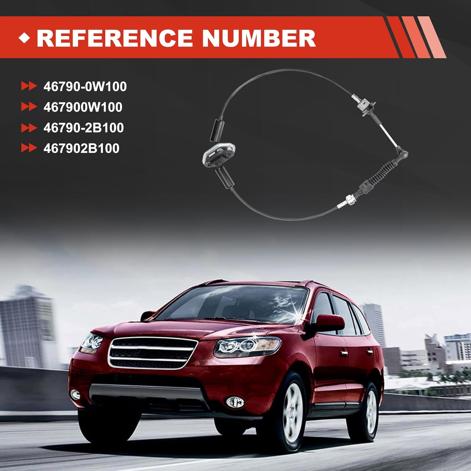 46790-0W100 Automatic Transmission Shifte Cable Compatible with Hyundai Santa Fe 2006-2009 467900W100 46790-2B100 467902B100