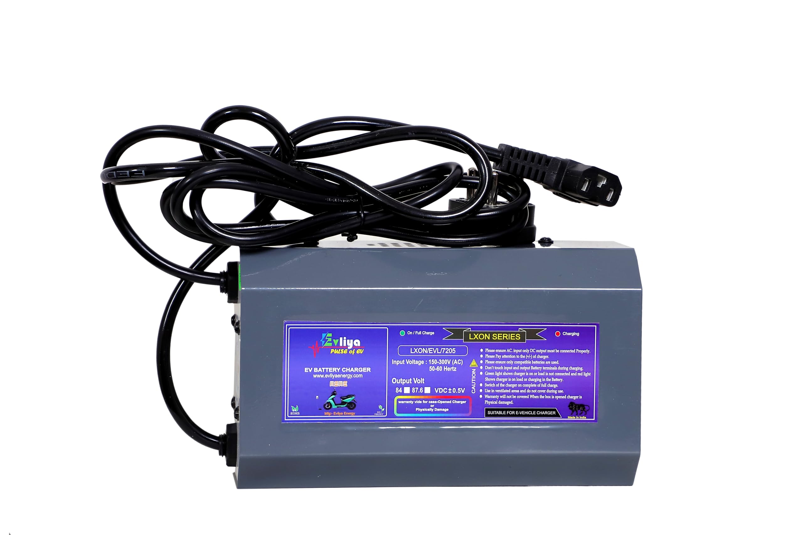 EVLIYA EV Scooty & Bike Chargers 72 Volt / 5 Amp / 84 Volt Auto Battery Cut-Off (3 PIN T-Type Connector) with Led Indication (Lithium Battery Charger) Suitable for All e-Vehicles-picture-15