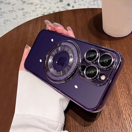 Miniatura 6 de Uioeua - Funda magnética transparente compatible con iPhone 13 Pro Max, soporte transparente de lujo, funda MagSafe con protector completo de lente