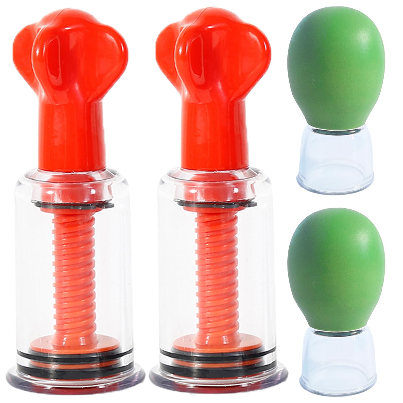 Jesakmie 2 Pair Nipple Correctors for Flat and Inverted Nipples, Green Inverted Vacuum Suction Cup Device Red Nipplesucker for Breastfeeding Mom Women Female (Red + Green)