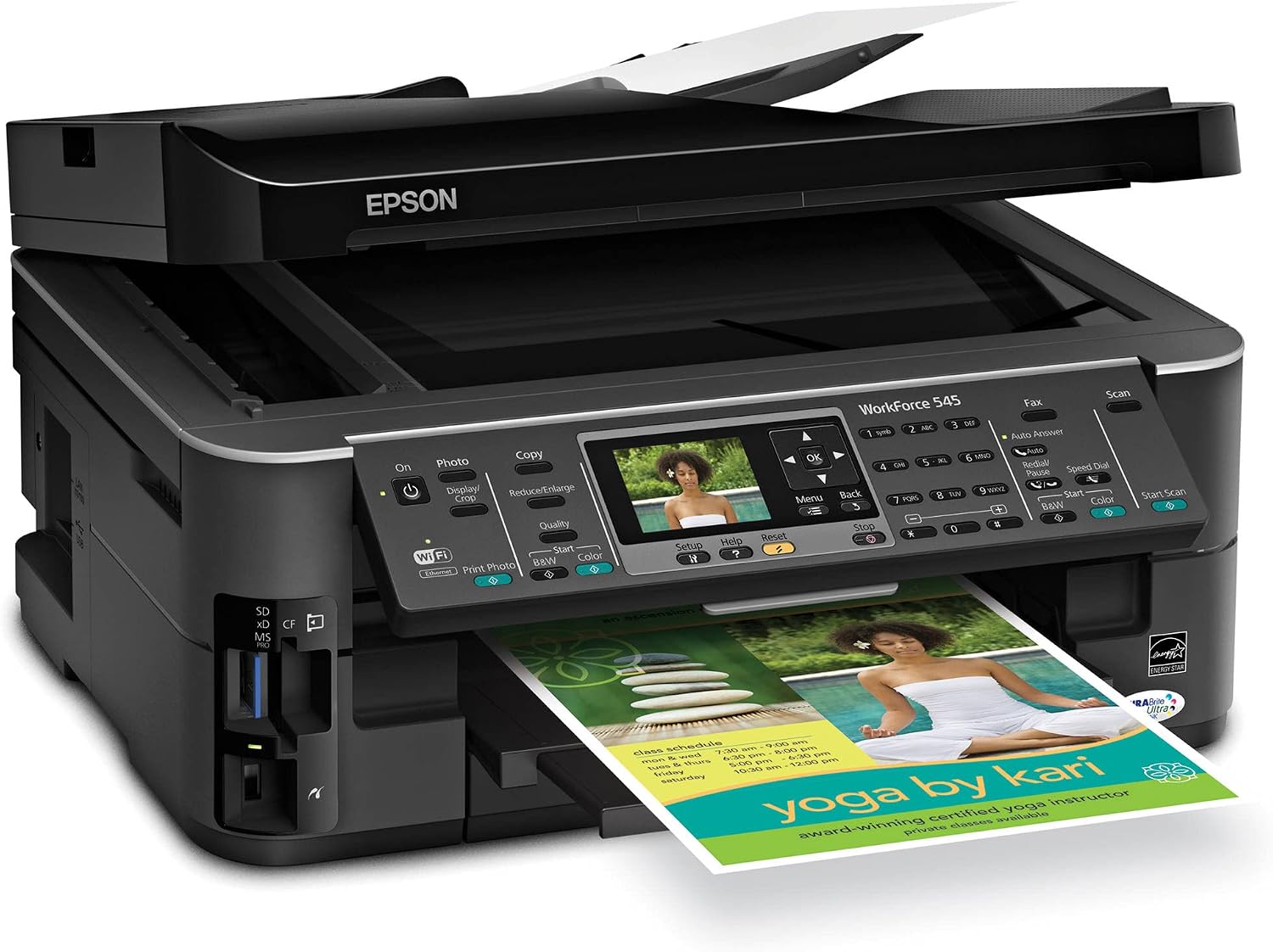 Epson WorkForce 545 Wireless All-in-One Color Inkjet Printer, Copier, Scanner, Fax, iOS/Tablet/Smartphone/AirPrint Compatible (C11CB88201)
