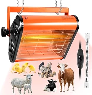 Chicken Coop Heater Lamp, Large 300W Carbon Fiber Brooder Heat Lamp for Chickens with Adjustable Hanging Height for Ducks, Poultry, Pets & Livestock Supplies Indoor Warmer