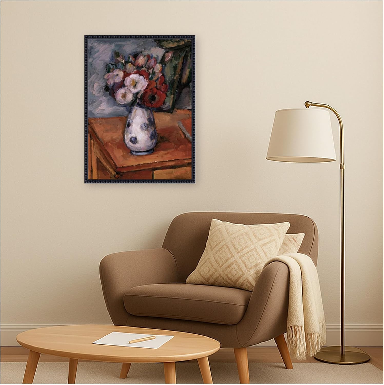 Kate and Laurel Framed Canvas Wall Art Print Arshile Gorky Still Life of Flowers by The Smithsonian American Art Museum, 18 x 24 Sylvie Beaded Black Frame, Traditional, Still Life Art for Wall Decor