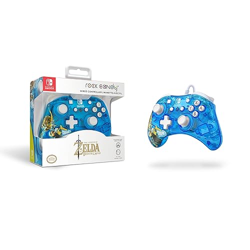 Vista 3 de Rock Candy Wired Gaming Switch Pro Controller - Zelda Breath of the Wild - Blue - Official License Nintendo - OLED Lite Compatible - Compact