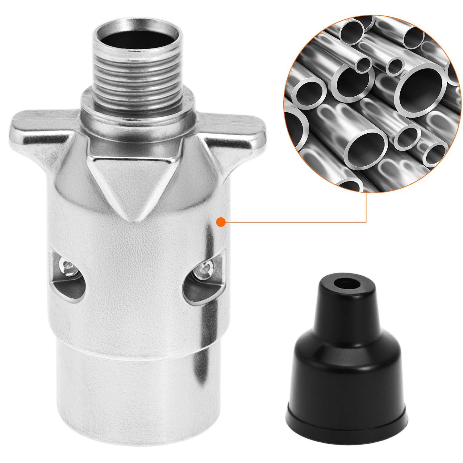QWORK® Wtyczka do przyczep 7-pinowa z metalu wodoodpornego, obudowa z aluminium i styki z mosiądzu, dla pojazdów i przyczep 12V