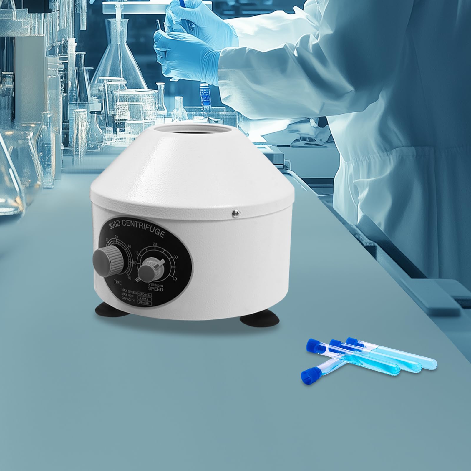 4000 rpm centrifuga da laboratorio con timer, centrifuga elettrica da laboratorio con rotore da 6 x 20 ml, centrifuga da tavolo per plasma, siero, vaccino (220 V, 1790 g, timer da 0 a 60 minuti)