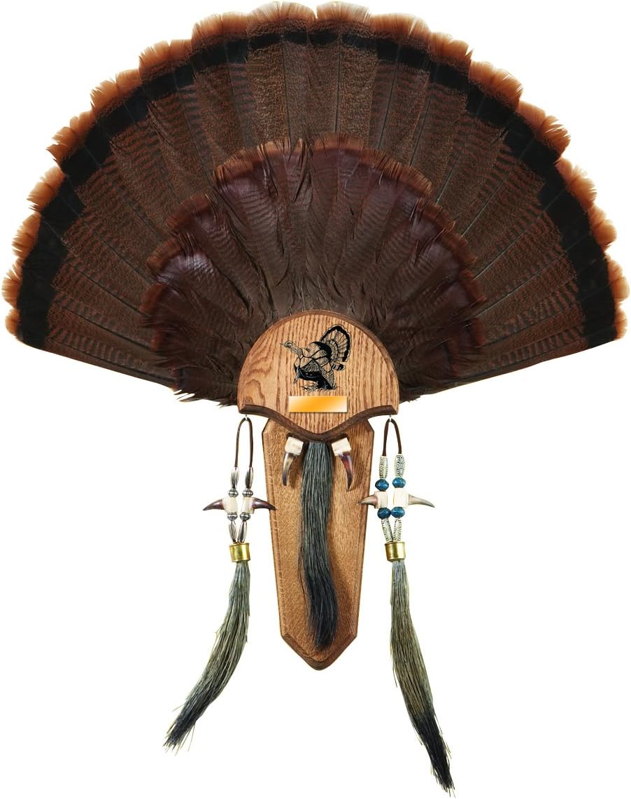 Hunters Specialties Easy to Assemble Trophy Mount H.S. Strut Three Beard Mounting Plaque with Natural Oak Finish,Brown
