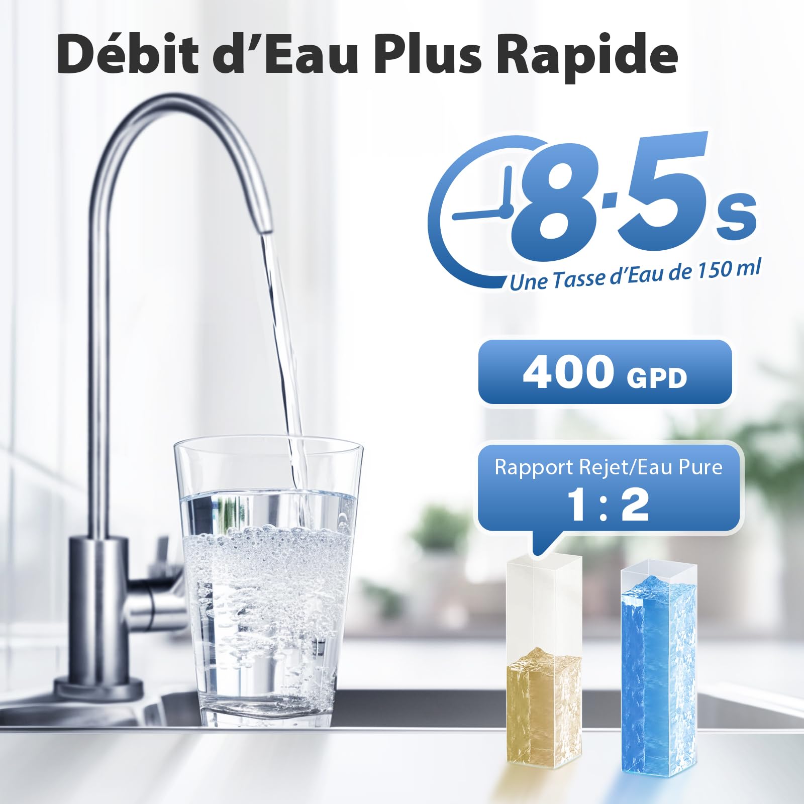 iSpring RO400EU Système Osmose Inverse sous Évier Réduction TDS