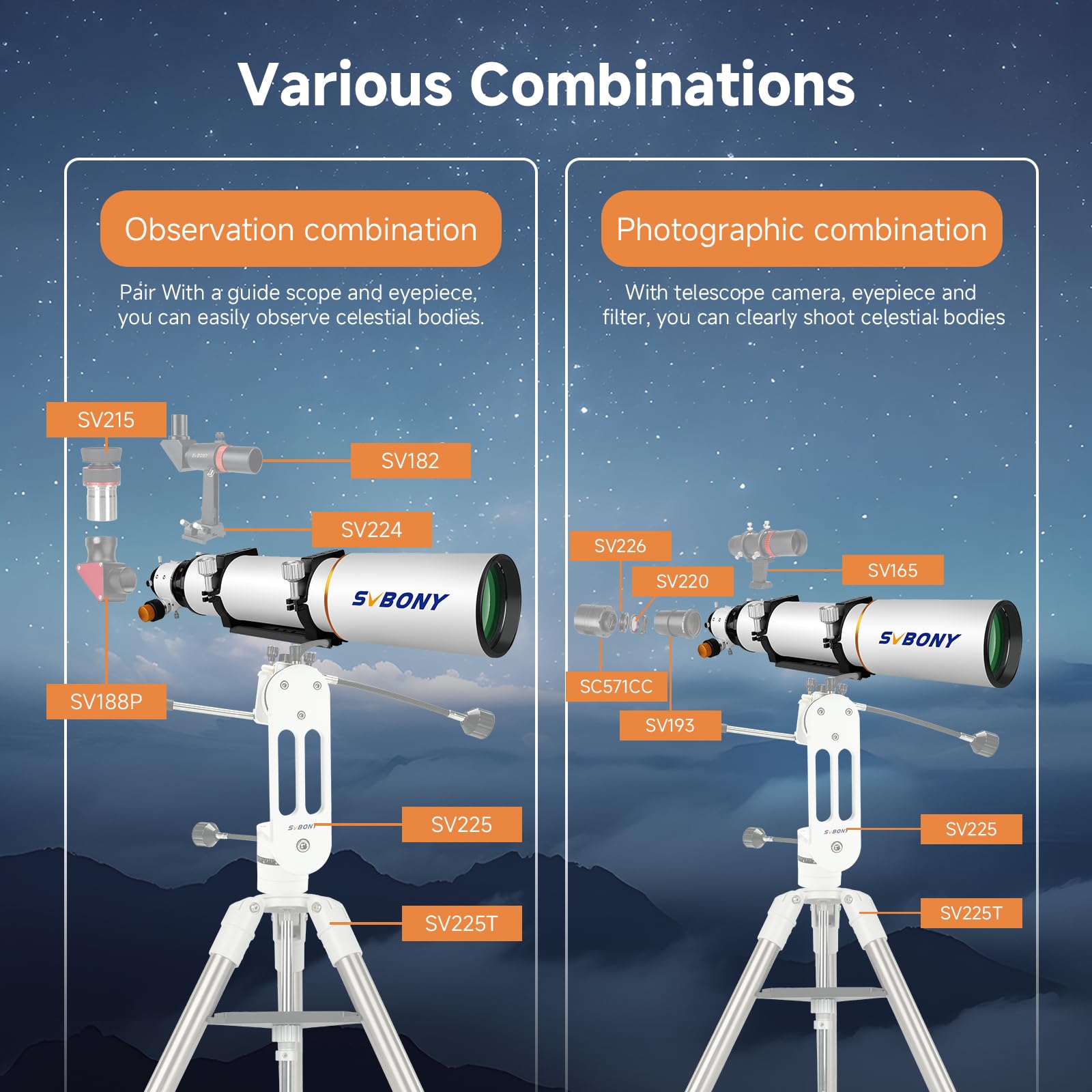 Svbony SV503 ED Telescopio, Rifrattore Acromatico 102F7, Extra Bassa Dispersione, Focheggiatore RAP a Doppia Velocità, Telescopio OTA per Astrofotografia e Visuale(102mm)