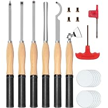 Carbide Tip Wood Lathe Lathe Tool Set Bowl Sander, Lathe Roughing and Finisher, Swan Neck Hollow Tool with 4 Carbide Inserts for Woodworking 6 Pieces |  &