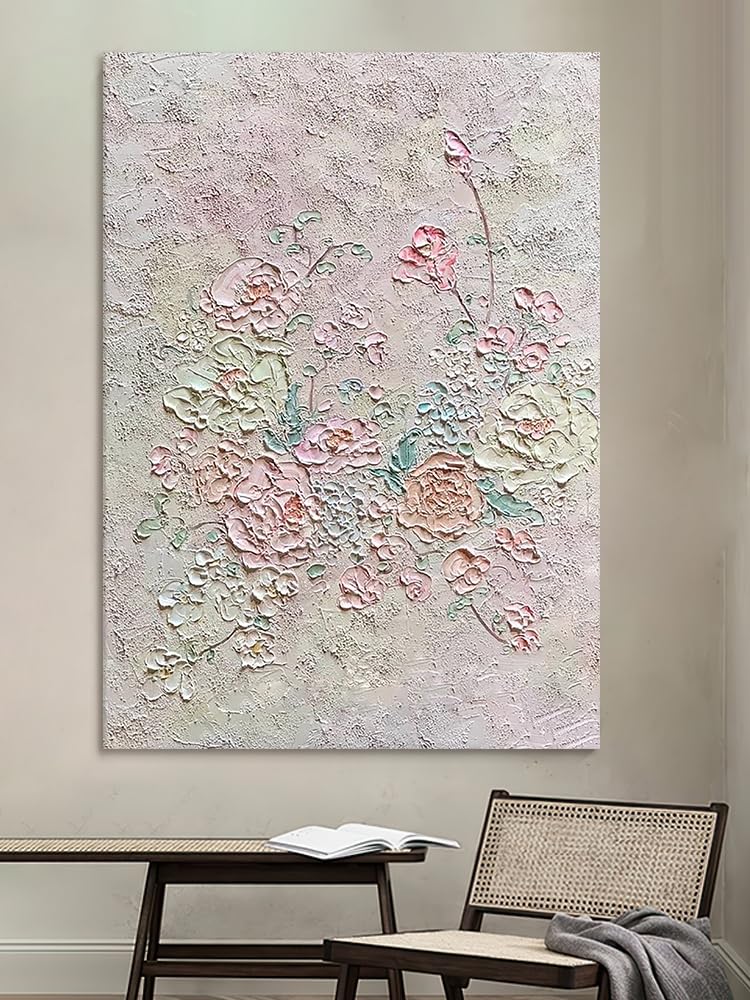 Obrazy olejne, kwiat, sztuka ścienna, nowoczesna abstrakcyjna tekstura róży, impresjonizm, duże płótno do salonu, sypialni, wystrój biura, 100 x 150 cm