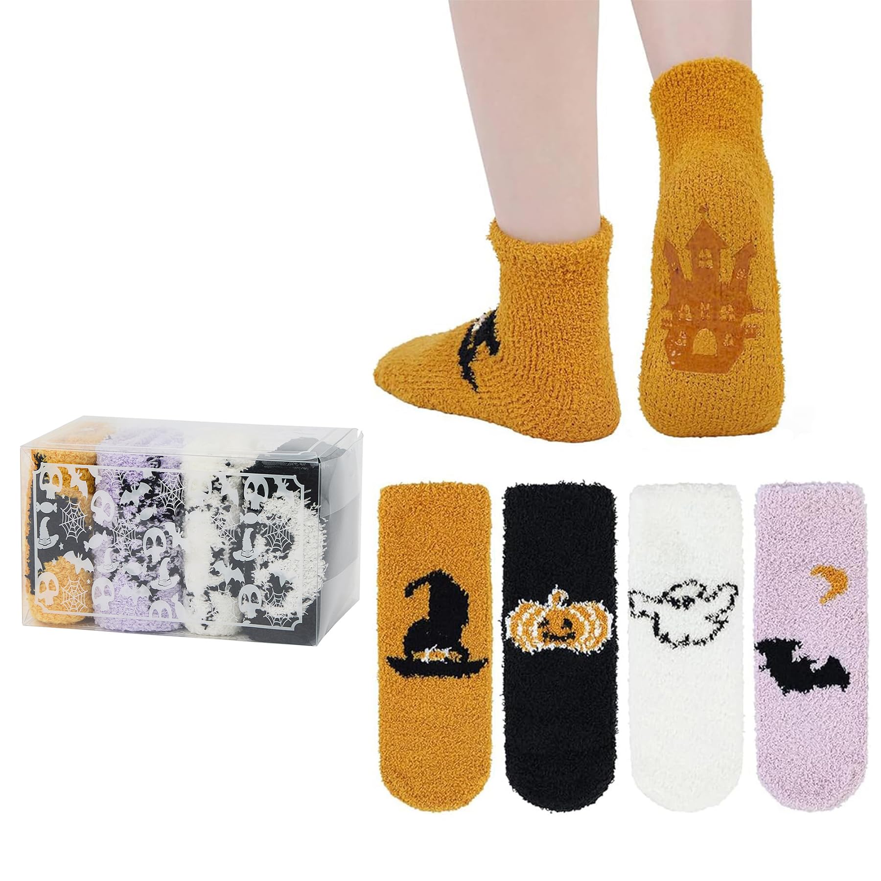 Zando Women's Fuzzy Socks for Women Slipper Socks-Cozy Fluffy Non-Slip Warm,for Halloween, Home, Hospital, Yoga