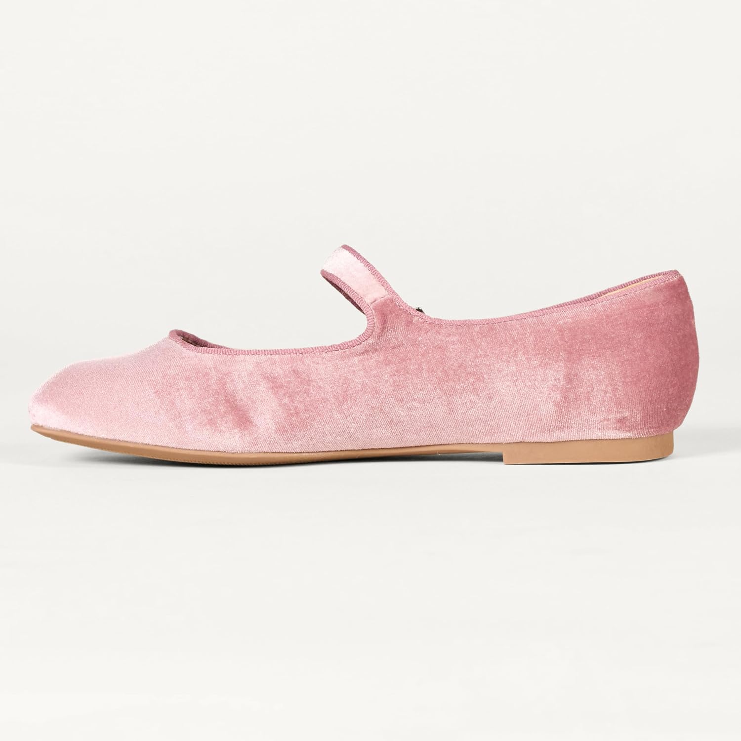 Amazon Essentials Women's Velvet Mary Jane Ballet Flat with Buckle Strap