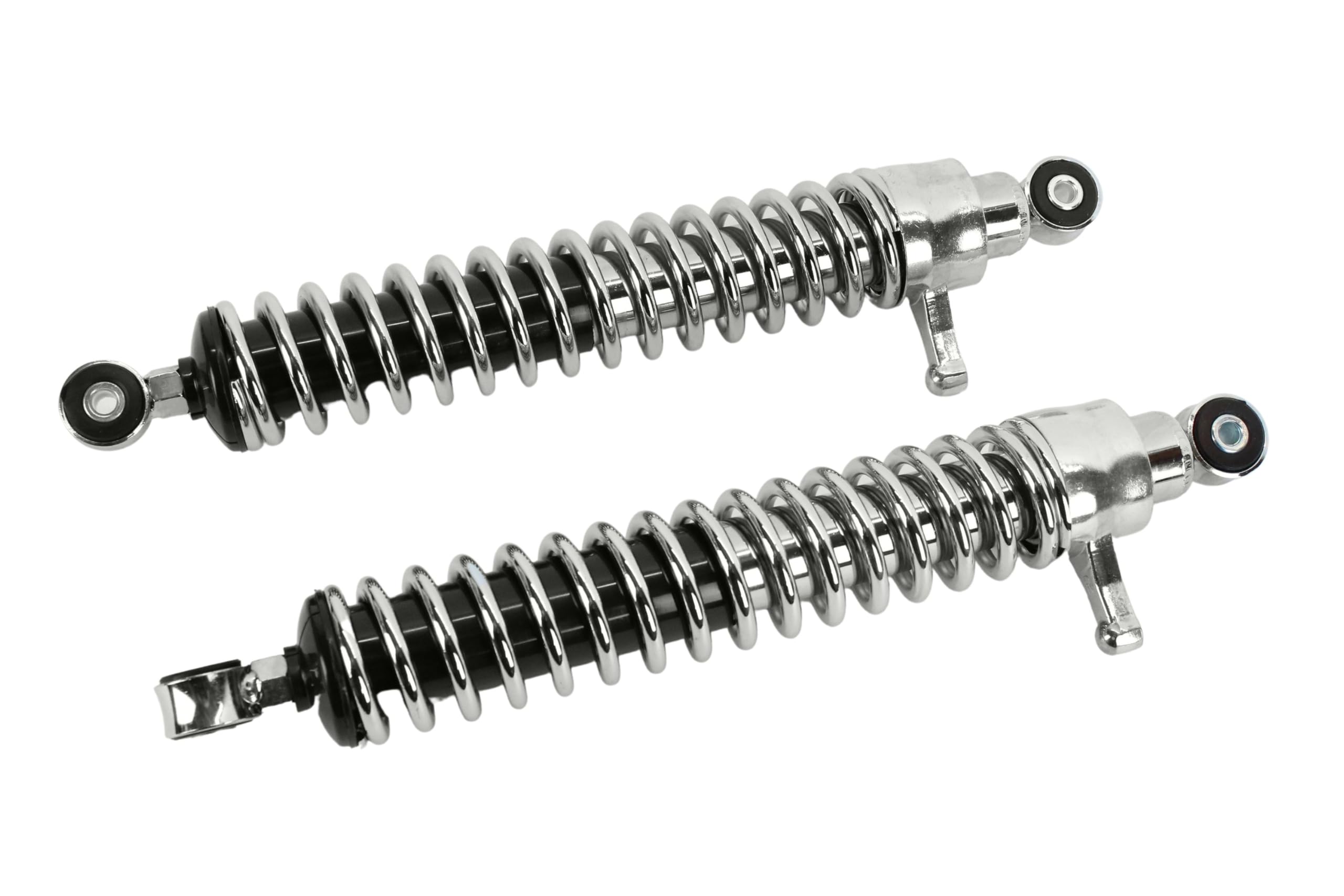 2 Stoßdämpfer, Federbeine 380mm, Tuning für Simson Enduro S51 S50 S70, verstellbar, Feder verchromt