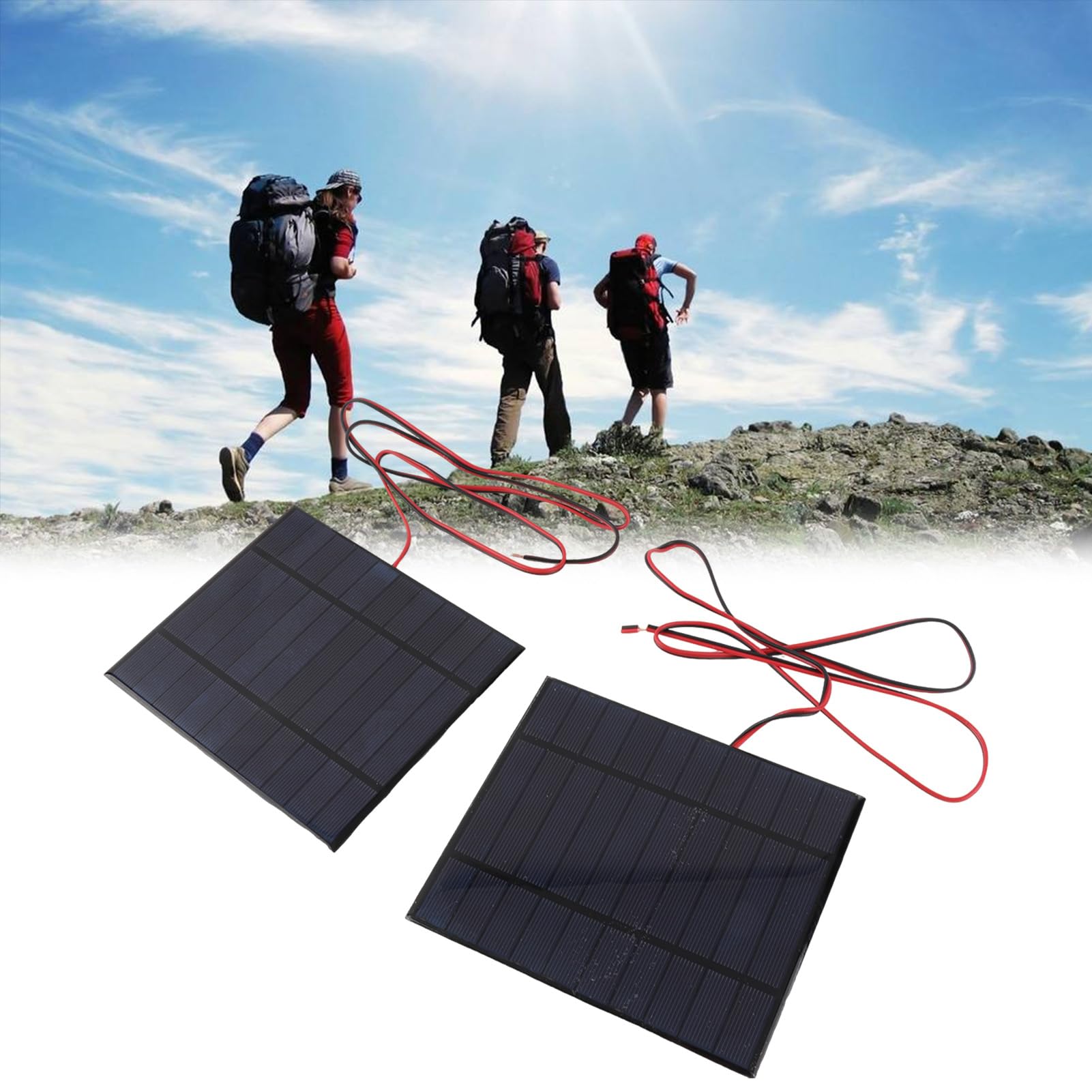 Modulo di Alimentazione Cella Pannello Solare DC5V 500mA 2 Pezzi con Cavo 100 Cm, Resistente Allae Al per Luci Solari del Prato, Caricabatterie per Cellulare, Torcia