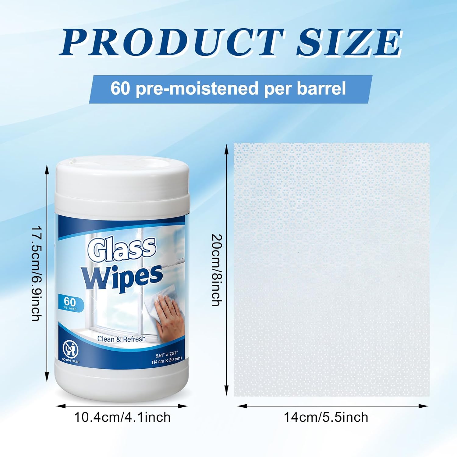 Nuanchu 1 Pack 60 Count Glass Cleaner Wipes, Unscented image 2