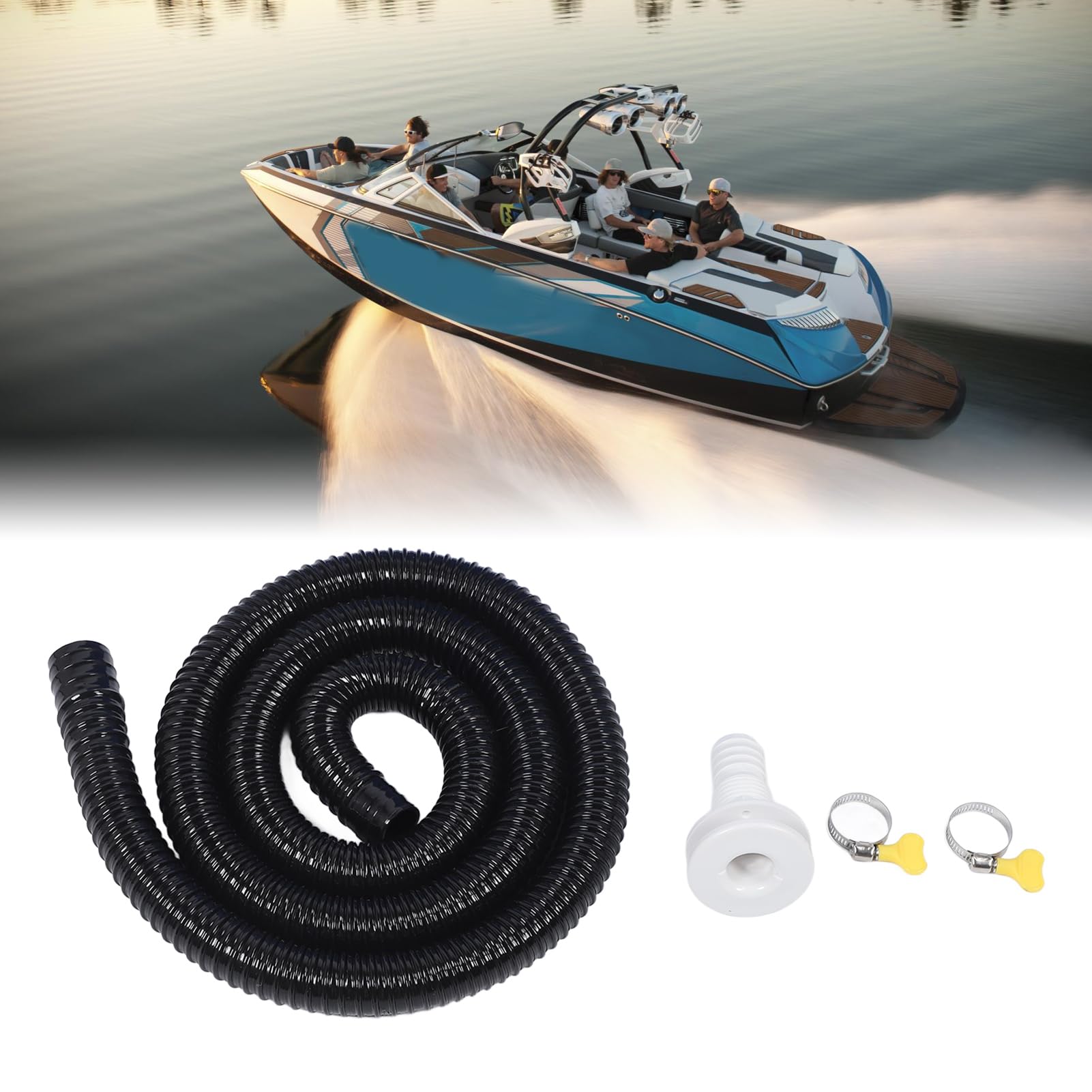 Kit d'installation de pompe de cale noir 1-1/8 pouces étanche, tuyau de pompe de cale à installation facile pour pompes de cale avec sortie de 1-1/8 pouces, kit de plomberie pour pompe de cale