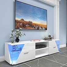 Dripex TV Cabinet Low Board White Gloss with LED Lighting 150 x 37 x 35 cm