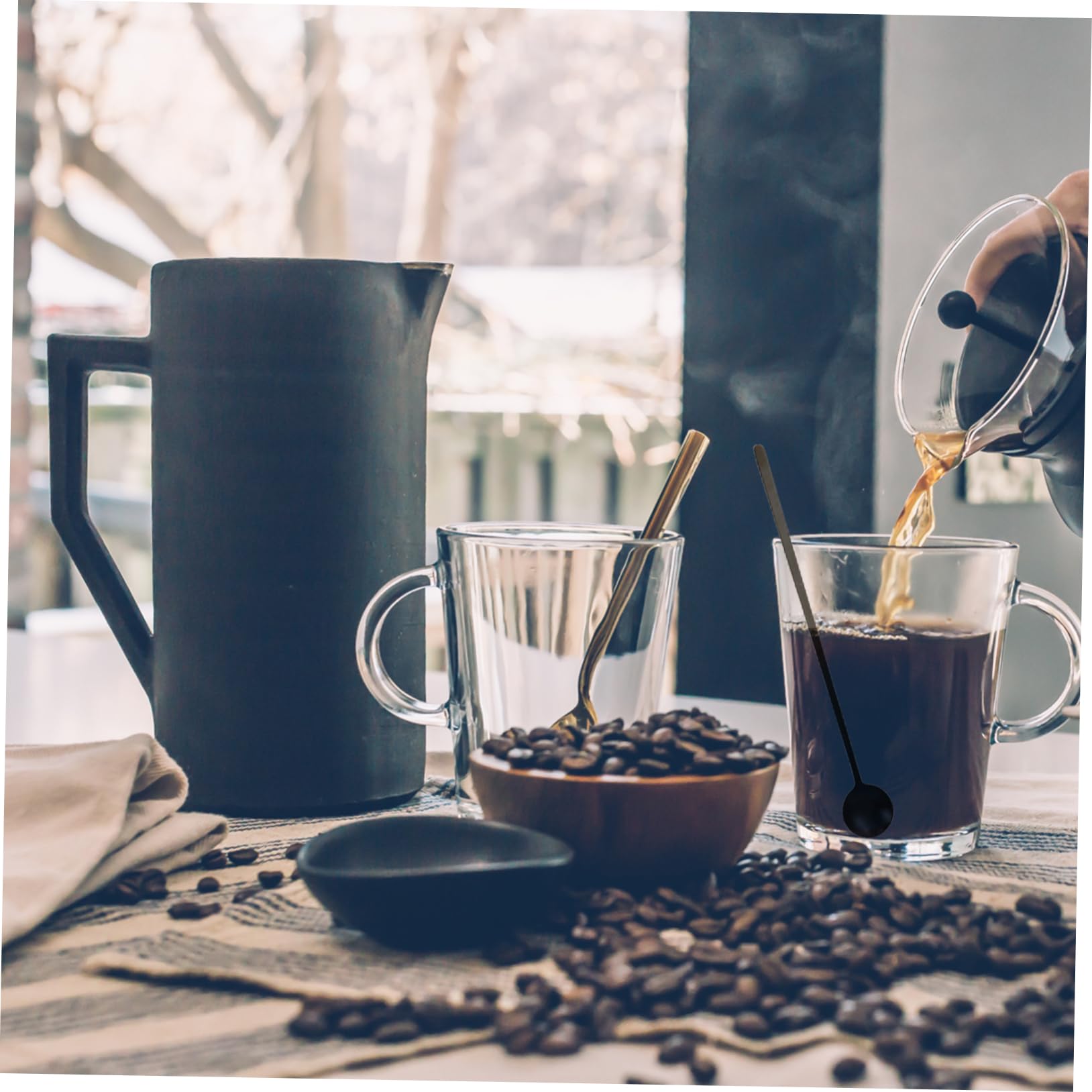 FUNOMOCYA 2sets Long Handle Stainless Steel Stirring Spoon Mini Coffee Spoons Silver for Bar Home Party 2pcs*2