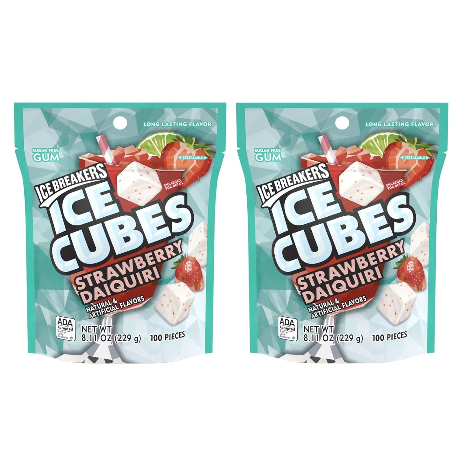 ICE BREAKERS, ICE CUBES Sugar Free Chewing Gum, Two 8.11
