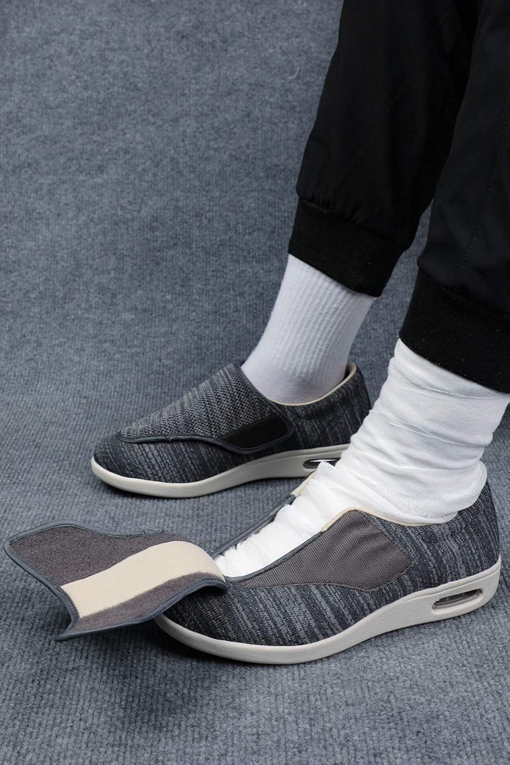 Miniatura 6 de ZUMEIJIA Zapatos para diabéticos para mujer, zapatos casuales ajustables para caminar, zapatos anchos para ancianos, pies hinchados,