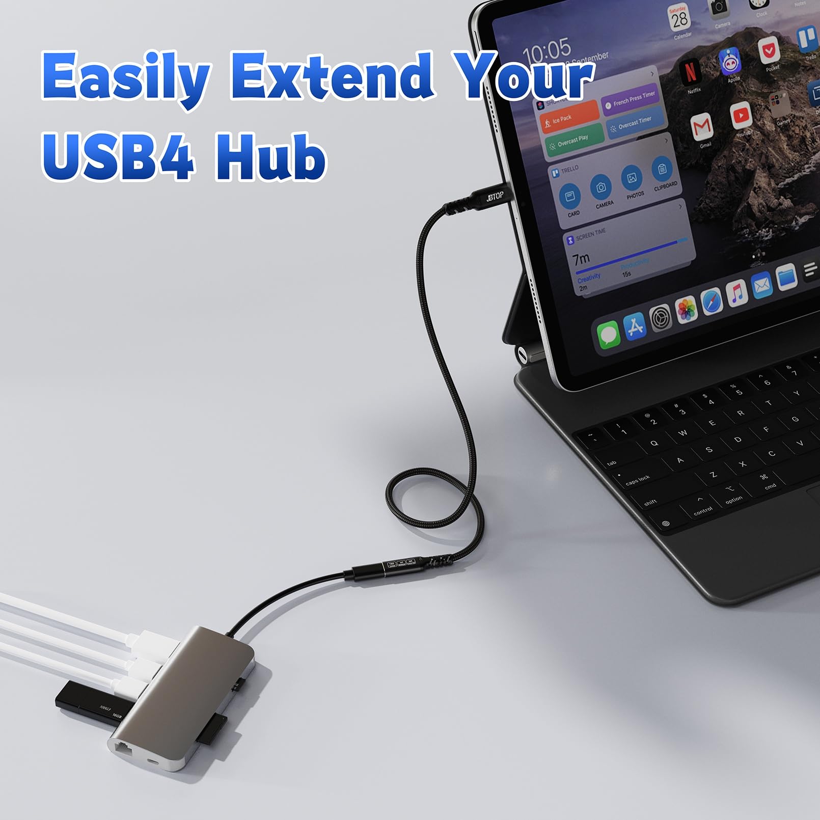 Câble d'extension USB C 80 Gbit/s, [80 Gbit/s/240 W/16 K] USB C mâle vers femelle Extension 5 A charge et synchronisation rapides pour hub USB C/PSVR2/iPhone 15 16 Pro max/MacBook Air M2 Pro