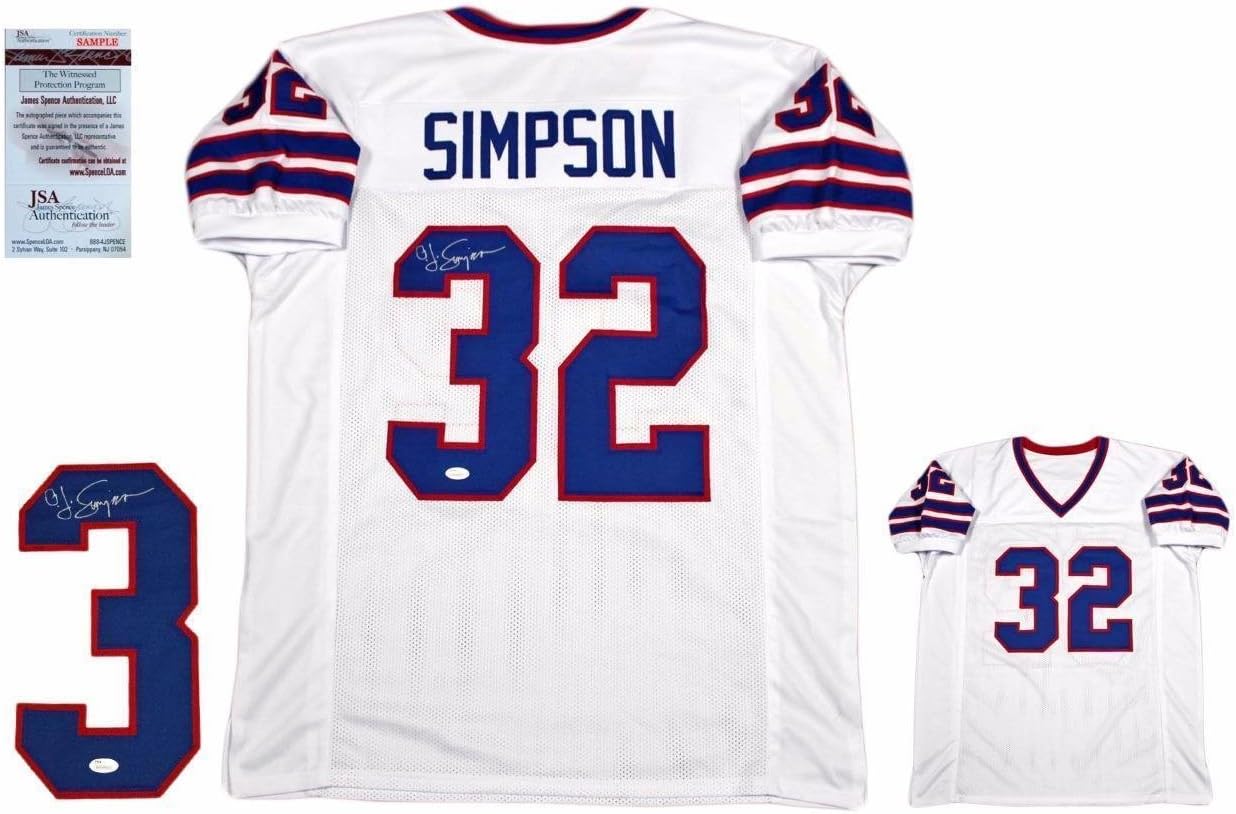 O.J. Simpson Autographed Jersey OJ Custom Witnessed White