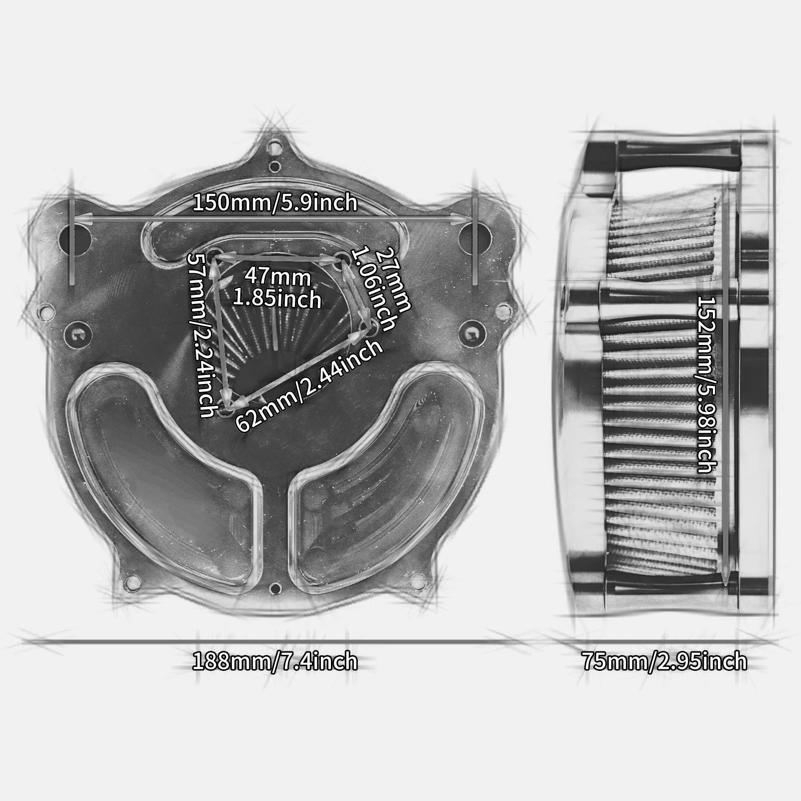 Filtro aria CNC Filtro Aria Filtro Aspirazione Filtro Filtro Aria Filtro Elemento Filtro Adatto Per Harley Touring Softail Dyna 2000-2017 Nero